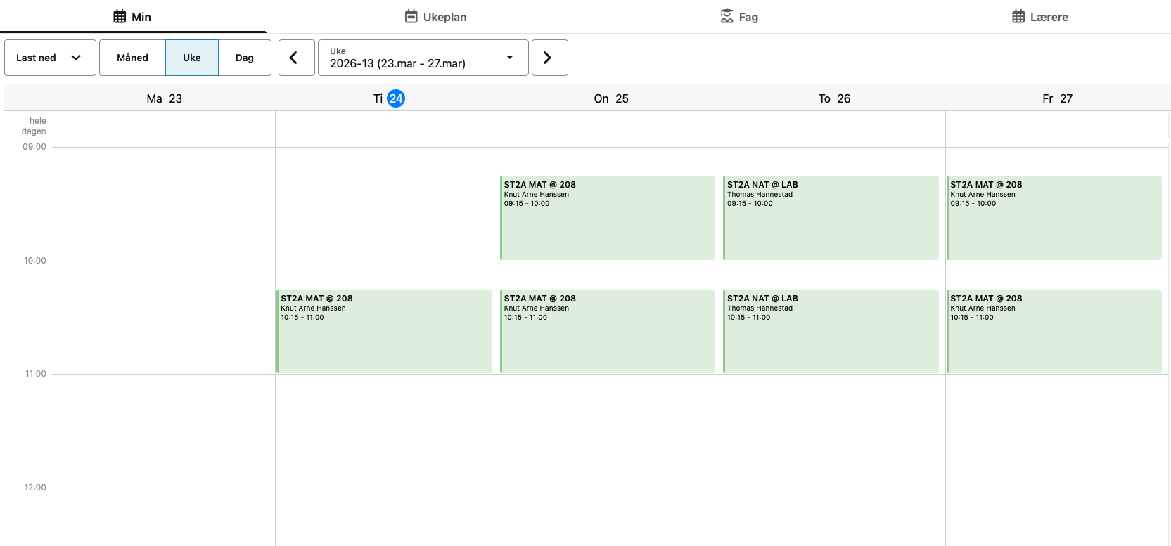 Timeplan