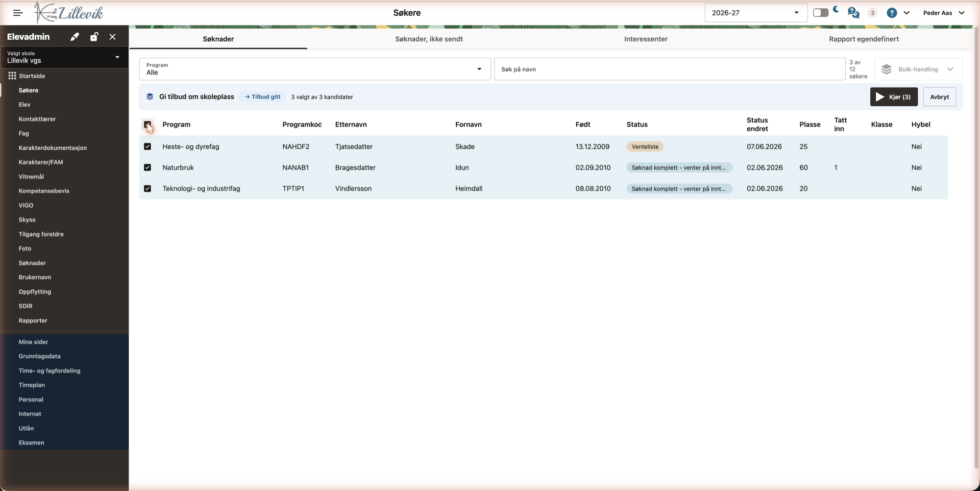 Bulk — kandidater valgt Bulk: gi tilbud