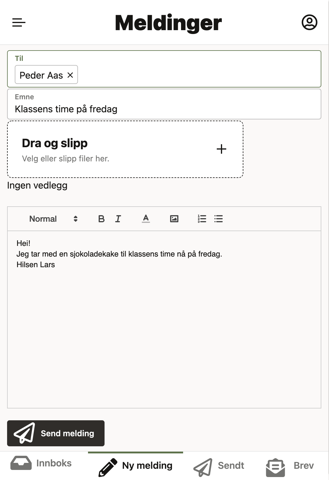 Ny melding Ny melding