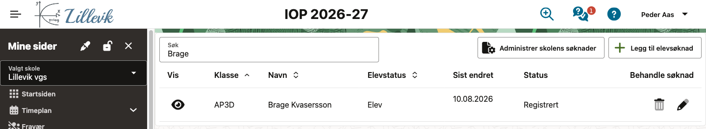 IOP – elevliste